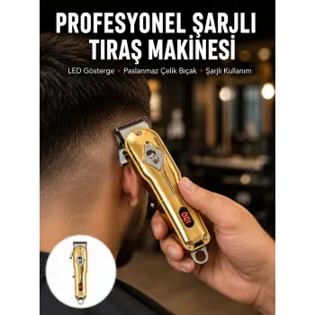 Type-C Şarjlı LCD Ekranlı Profesyonel Saç Sakal Tıraş Makinesi Yeni Nesil