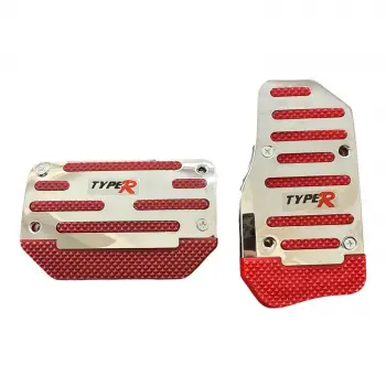 Universal Otomatik Metal Pedal Seti 2 Parça Krom Kırmızı