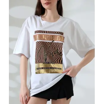 Varak çizgili Oversize tişört