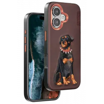 Venco Apple iPhone 16 Perma Desenli Kapak - Koyu Kahve