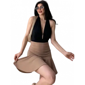 Volanlı Etek - KAHVERENGİ