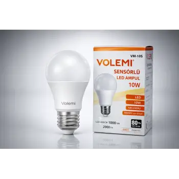 Volemi VM-10S Sensörlü LED Ampul 10W 2000 Lümen E27 Duy 50000 Saat Ömür Enerji Tasarruflu Beyaz Işık