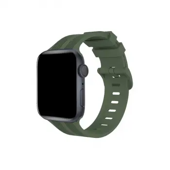 Watch 38mm KR408 Çizgili Silikon Kordon - Koyu Yeşil