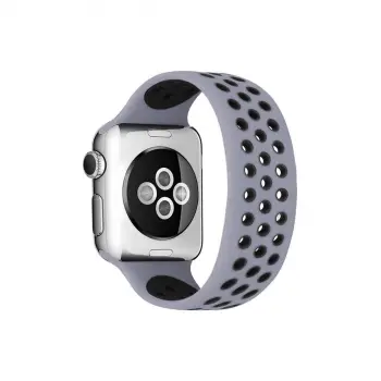 Watch 42mm Ayarlı Delikli Silikon Kordon - Gri-Siyah