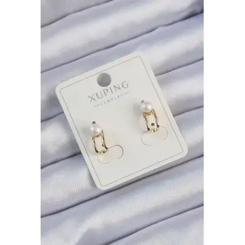Xuping Gold Renk İnci Taşlı Halka Küpe