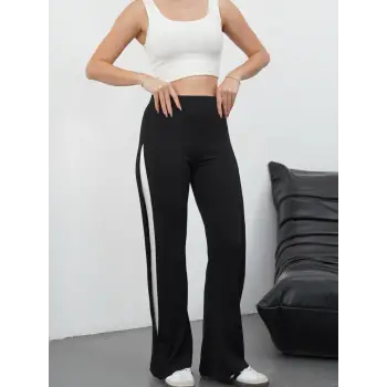 Yandan katlamalı pantolon siyah