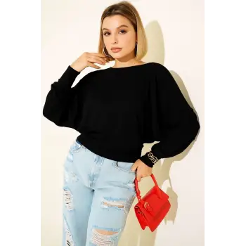Yarasa Kol Salaş Bluz siyah T4273