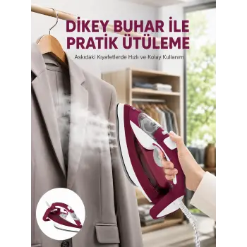 Yeni Nesil Kırmızı Buharlı Ütü 2200 Watt Seramik Tabanlı Yüksek Buhar Gücü