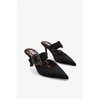 Yote Siyah Saten Topuklu Terlik