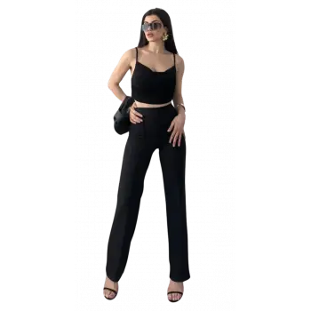 Yüksek Bel  Biyeli Pantolon - SİYAH