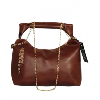 Zincir Askılı  Deri Çanta-Kahverengi