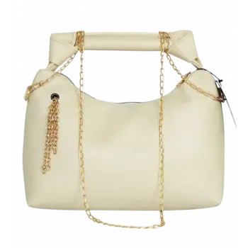 Zincir Askılı Deri Çanta-KREM