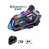 16 Mod RGB Işıklı Motosiklet Intercom Çift Telefon Destekli