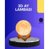 16 Renkli 3D Baskılı Ay Lambası Ahşap Standlı