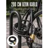 24 mm Kalın Çelik Halatlı Motosiklet ve Bisiklet Kilidi 200 cm Anahtarlı Güvenlik Kilidi
