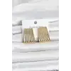 316L Çelik Gold Renk Çizgili Plaka Model Kadın Küpe