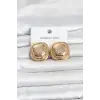 316L Çelik Gold Renk Düğme Model Kadın Küpe