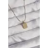316L Çelik Gold Renk Kare Charm Model Kolye
