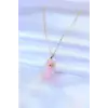 316L Çelik Gold Renk Kristal Pembe Taş Model Kadın kolye