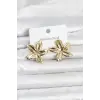 316L Çelik Gold Renk Lotus Çiçeği Model Kadın Küpe