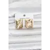 316L Çelik Gold Renk Plaka Model Kadın Küpe