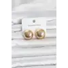 316L Çelik Gold Renk Top Model Kadın Küpe