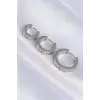 316L Çelik Gümüş Renk Model 3lü Halka Küpe