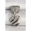 316L Çelik Gümüş Renk Zirkon Taşlı Kalp Model Charm