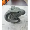 3D Ejderha Başı Heykeli Koleksiyonluk Dekoratif Figür 22x17 cm