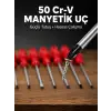 7li Düz ve Yıldız Tornavida Seti Çelik Manyetik Uçlu