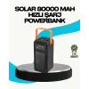 80000 mAh Güneş Enerjili Powerbank 4 Kablolu Type C Lightning Micro USB