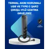 Akıllı Akım Dengelemeli 4’lü Çoklu Priz Type-C ve USB Çıkışlı