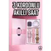 Akıllı Saat Amoled Ekran 3 Kordonlu Aksesuar Hediyeli Sesli Görüşme
