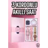 Akıllı Saat Amoled Ekran 3 Kordonlu Aksesuar Hediyeli Sesli Görüşme