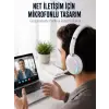 Bluetooth 5.0 Beyaz Kulak Üstü Kablosuz Kulaklık Mikrofonlu RGB Aydınlatmalı