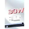 C87C 30W Type-C Çıkışlı Ekstra DL51 1M Type-C to Type-C Kablolu PD Şarj Cihazı - Beyaz