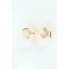 CCB Krem Gold Çift Renk Küpe