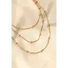 Çelik Altın Renkli Topçuk Tasarımlı Çoklu Kolye