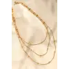 Çelik Altın Renkli Topçuk Tasarımlı Çoklu Kolye