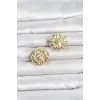 Çiçek Model Zirkon Taşlı Düğme veya Manşet Broşu