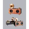 Çift Hoparlörlü Retro Bluetooth Speaker 1800mAh Bataryalı AUX USB SD Kartlı