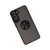 Galaxy S21 FE Kılıf Montreal Yüzüklü Silikon Kapak - Siyah