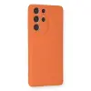 Galaxy S21 Ultra Kılıf Nano içi Kadife Silikon - Turuncu