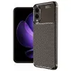 Galaxy S25 Edge Kılıf Auto Focus Karbon Kapak - Kahverengi