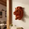Gold Red Aslan Başı Duvar Aksesuarı