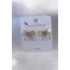 Gold Renk Kurdele Model Zirkon Taşlı Kadın Küpe