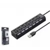 Hadron Hdx7001 Usb Hub 7-Usb Siyah Anahtarlı