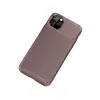 iPhone 11 Pro Max Kılıf Auto Focus Karbon Kapak - Kahverengi