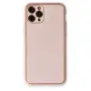iPhone 11 Pro Max Kılıf Coco Deri Silikon Kapak - Pudra