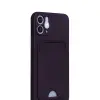 iPhone 12 Kılıf Kelvin Kartvizitli Silikon - Derin Mor